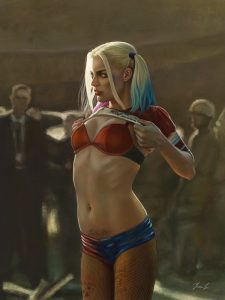 Digital Art von Margot Robbie als Harley Quinn.