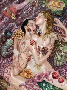 Digital Art zweier junger Frauen in dämonischer Szenerie.